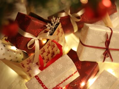 closeup of Christmas presents
