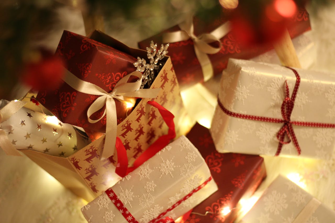 closeup of Christmas presents